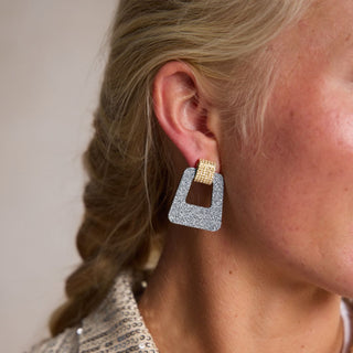 Silver Sparkle Luxe Avery - Nickel & Suede