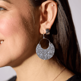 Silver Sparkle Ninas - Nickel & Suede