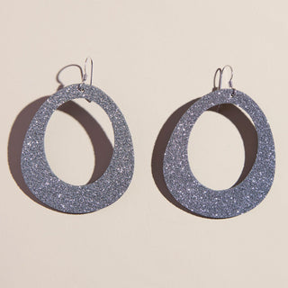 Silver Sparkle Willows - Nickel & Suede