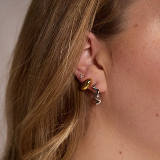 Silver Squiggle Hoops - Nickel & Suede