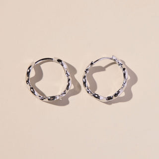 Silver Squiggle Hoops - Nickel & Suede