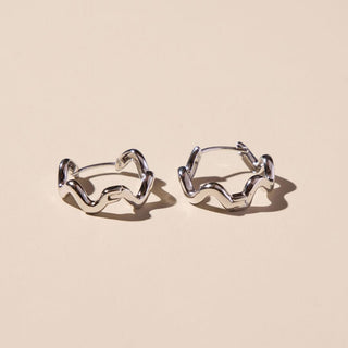 Silver Squiggle Hoops - Nickel & Suede
