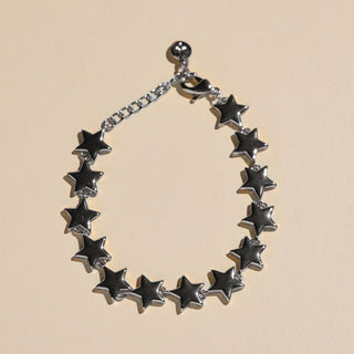 Silver Star Waterproof Chain Bracelet - Nickel & Suede