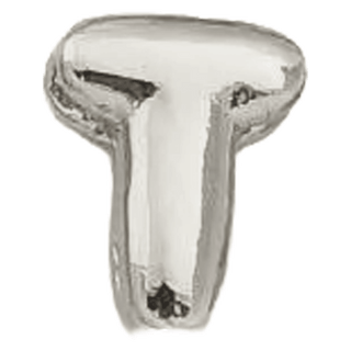 Silver T Initial Bubble Letter Bead - Nickel & Suede