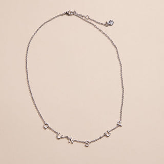 Silver Texas Tech University "Guns Up" Initial Necklace - Nickel & Suede