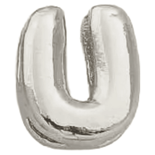 Silver U Initial Bubble Letter Bead - Nickel & Suede