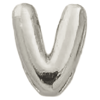 Silver V Initial Bubble Letter Bead - Nickel & Suede