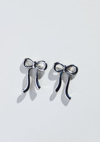 Silver Vintage Bow Studs - Nickel & Suede