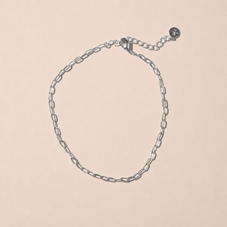 Silver Waterproof Mini Paperclip Chain Anklet - Nickel & Suede