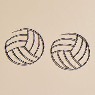 Silver Waterproof Volleyball Hoop Earrings - Nickel & Suede