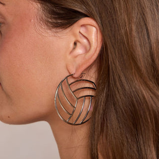 Silver Waterproof Volleyball Hoop Earrings - Nickel & Suede