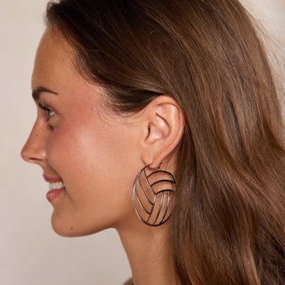 Silver Waterproof Volleyball Hoop Earrings - Nickel & Suede