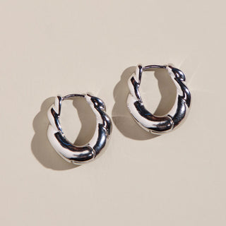 Silver Wide Twist Hoops - Nickel & Suede