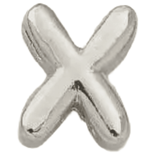 Silver X Initial Bubble Letter Bead - Nickel & Suede
