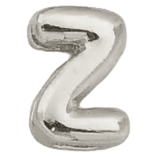 Silver Z Initial Bubble Letter Bead - Nickel & Suede