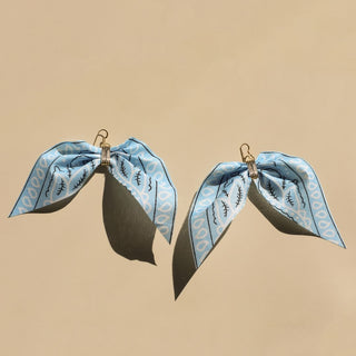 Sky Blue Bandana Earrings - Nickel & Suede