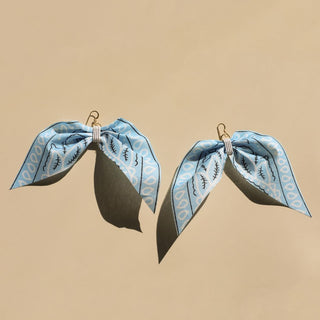 Sky Blue Bandana Statement Earrings - Nickel & Suede