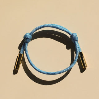 Sky Blue Cord Bracelet - Nickel & Suede