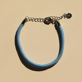 Sky Blue Minimalist Cord Bracelet - Nickel & Suede