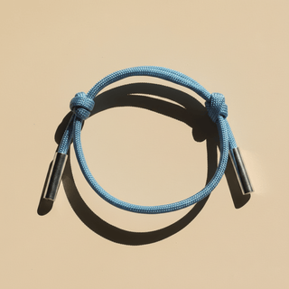 Sky Blue Paracord Bracelet - Nickel & Suede