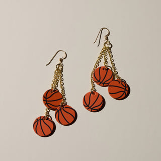 Slam Dunk Basketball Earrings - Nickel & Suede