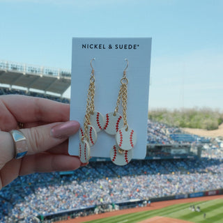 Slugger Baseball Earrings - Nickel & Suede