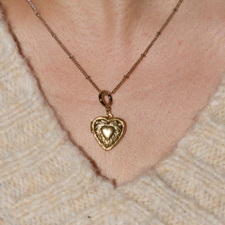 Small Heart Locket - Nickel & Suede