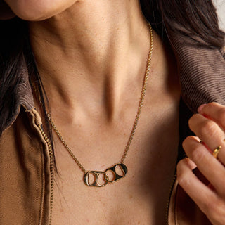 Soda Tab Necklace - Nickel & Suede