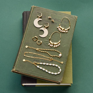 Soft Pearl Crescent Leather Drop Earrings - Nickel & Suede