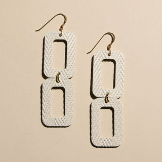 Soft Pearl Morgan Geometric Drop Earrings - Nickel & Suede