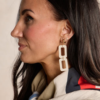Soft Pearl Morgan Geometric Drop Earrings - Nickel & Suede