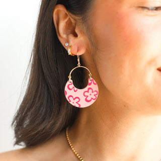 Soft Rose Bloomscape Nina Leather Hoop Earrings - Nickel & Suede