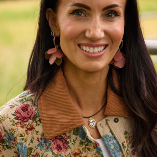 Soft Rose Margot Petal Hoop Earrings - Nickel & Suede