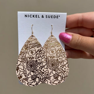 Soft Sand Bouquet Teardrops - Nickel & Suede