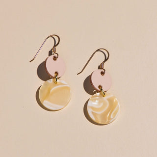 Soft Sand Junie Mixed Media Leather Drop Earrings - Nickel & Suede