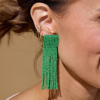 Solana Seed Bead Earrings - Nickel & Suede