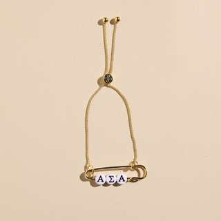 Sorority Safety Pin Bracelets - Nickel & Suede