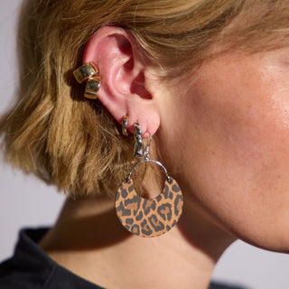 Spotted Leopard Ninas - Nickel & Suede