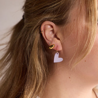 Spring Mini Heart - Nickel & Suede