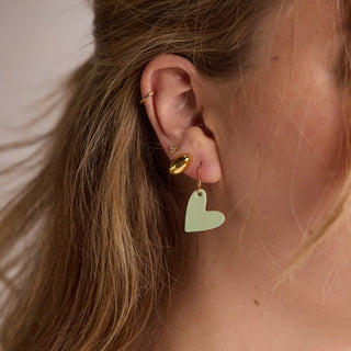 Spring Mini Heart - Nickel & Suede