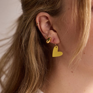 Spring Mini Heart - Nickel & Suede