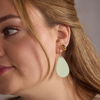 Spring Mini Teardrop - Nickel & Suede