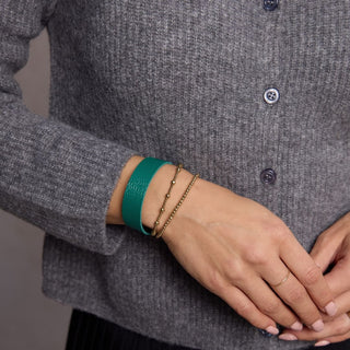 Spruce Thin Leather Cuff Bracelet - Nickel & Suede