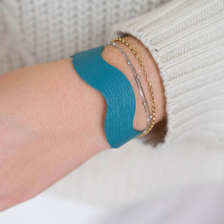 Squiggle Leather Cuff Bracelets - Nickel & Suede