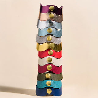 Squiggle Leather Cuff Bracelets - Nickel & Suede