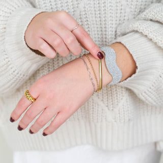 Squiggle Leather Cuff Bracelets - Nickel & Suede