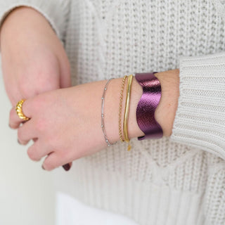 Squiggle Leather Cuff Bracelets - Nickel & Suede