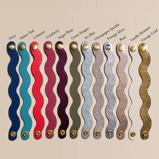 Squiggle Leather Cuff Bracelets - Nickel & Suede