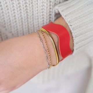 Squiggle Leather Cuff Bracelets - Nickel & Suede