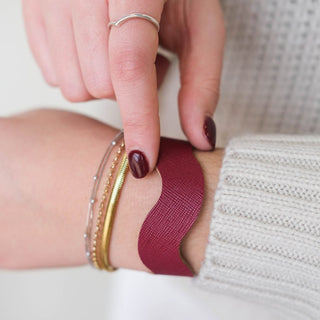 Squiggle Leather Cuff Bracelets - Nickel & Suede